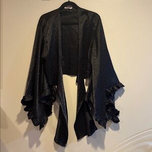 Hot & Delicious Black Ruffle Kimono